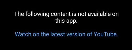 Youtube Vanced The Following Content Is Not Available on This App Error