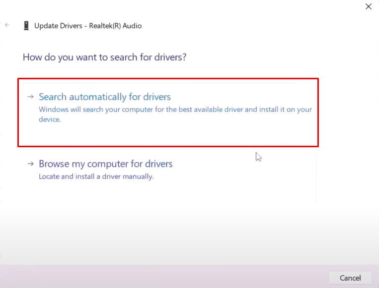 automatically search drivers