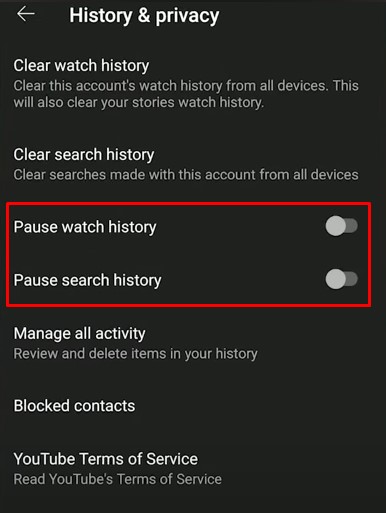 Check Pause History Watch Setting