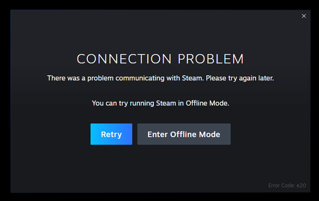 Steam Error Code E20