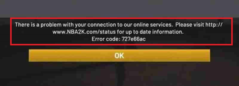 NBA 2K23 Error Code 727e66ac