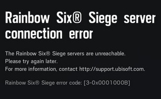 Rainbow Six Siege Error Code 3-0x0001000b