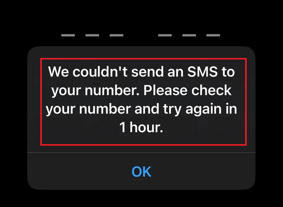 WhatsApp We Couldn't Send An SMS To Your Number Error